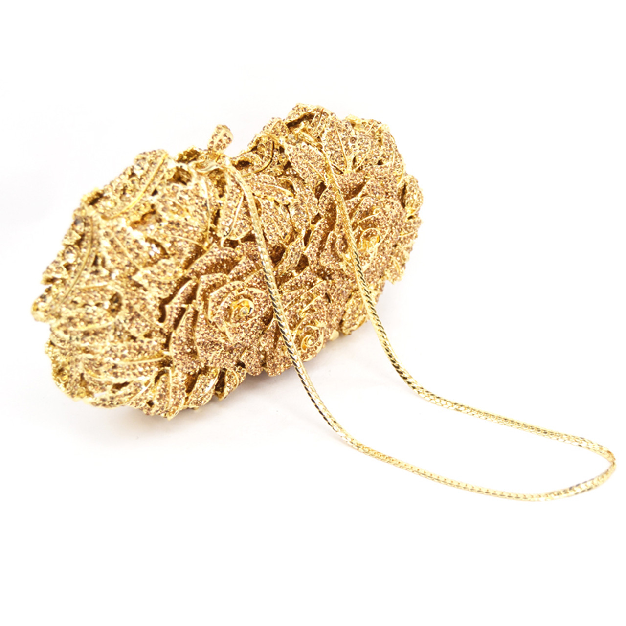 Evening luxury crystal clutch purse bag Event Bridal Pillow shape Rose Gold  | eBay